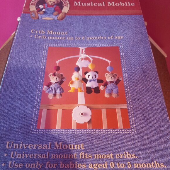 Blue Jean Teddy Bear Baby Nursery Musical Bear Duck Crib Mobile Brahms Lullaby - Picture 13 of 16